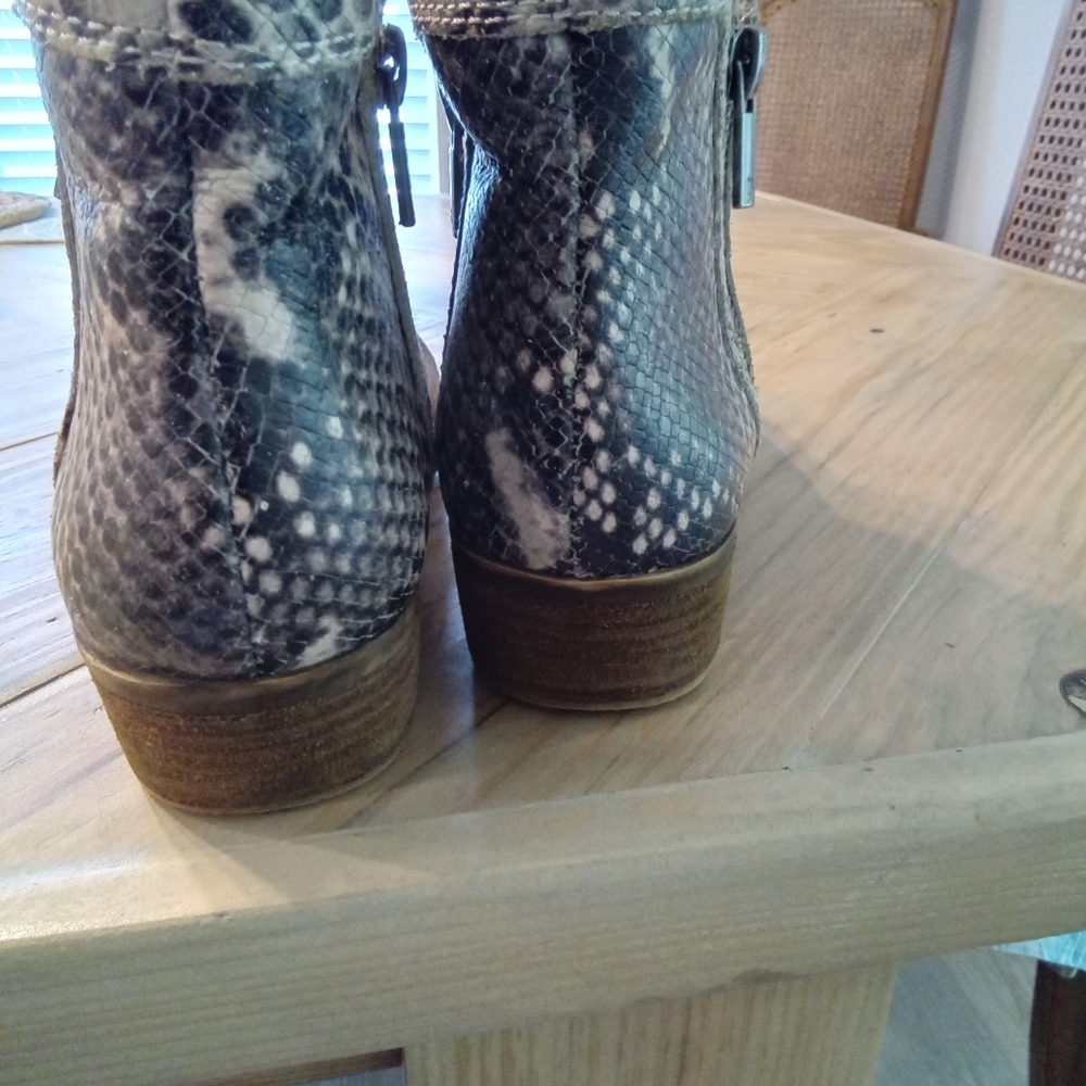 Lucky Brand Bartalino Leather Snakeskin Ankle Boots Size 7 - Picture 10 of 14